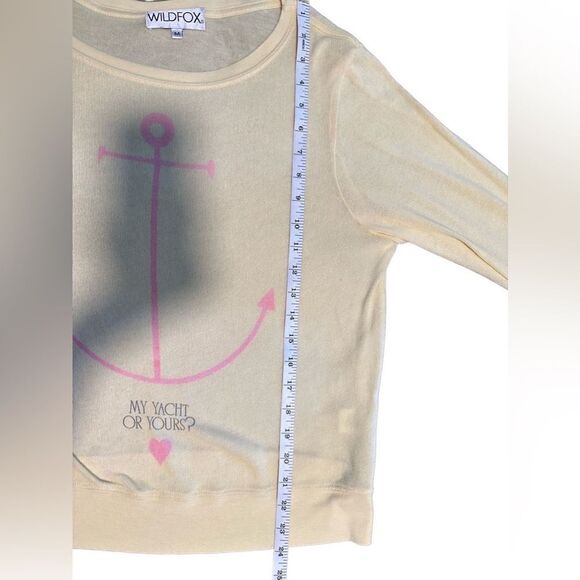 WildFox- Women’s Baby Yellow and Pink My Yacht Or Yours Pullover Sweatshirt, M - Picture 7 of 9